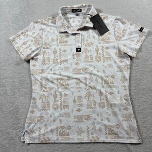 Bad Birdie Core Polo Shirt Womens Medium Beige Dry Heat Stucco Moisture Wicking